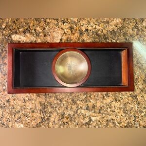 Bombay Brown Wooden Crested Tray for keys, coins, etc